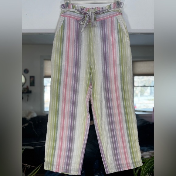 Majorelle Pastel Ankle Pant Hight Waist Colorful Wide Leg Cropped Cotton Size S - Picture 3 of 5